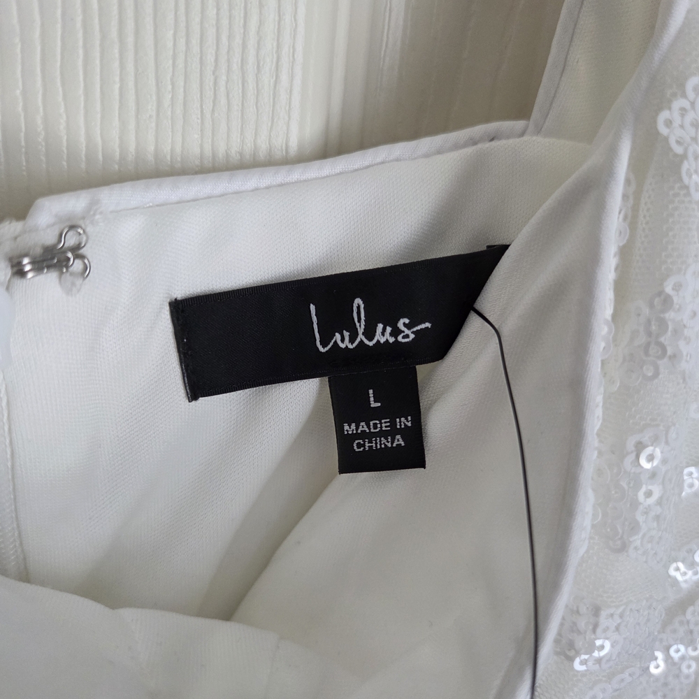 NEW Lulu's White Sequin Square Neck Mini Dress - Picture 5 of 8